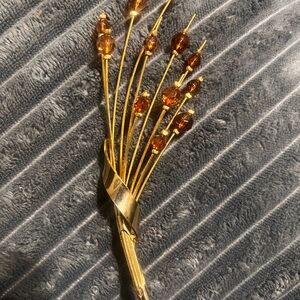 “Gilded Harvest Spray” vintage brooch
